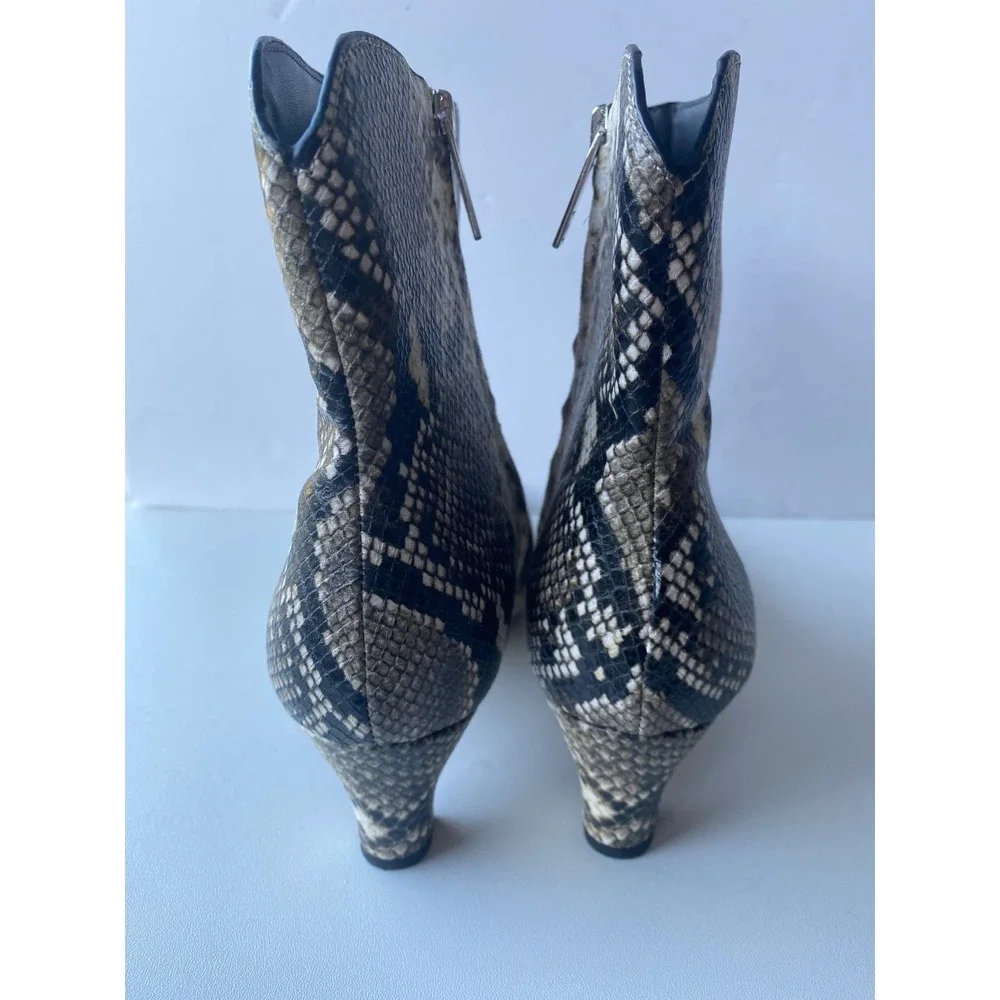 Sarto Franco Sarto‎ Alexandria Snakeskin Print Square Toe Ankle Boots Brown 7.5M